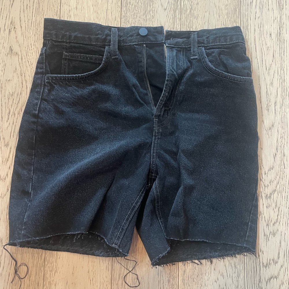 oak + fort black denim shorts
